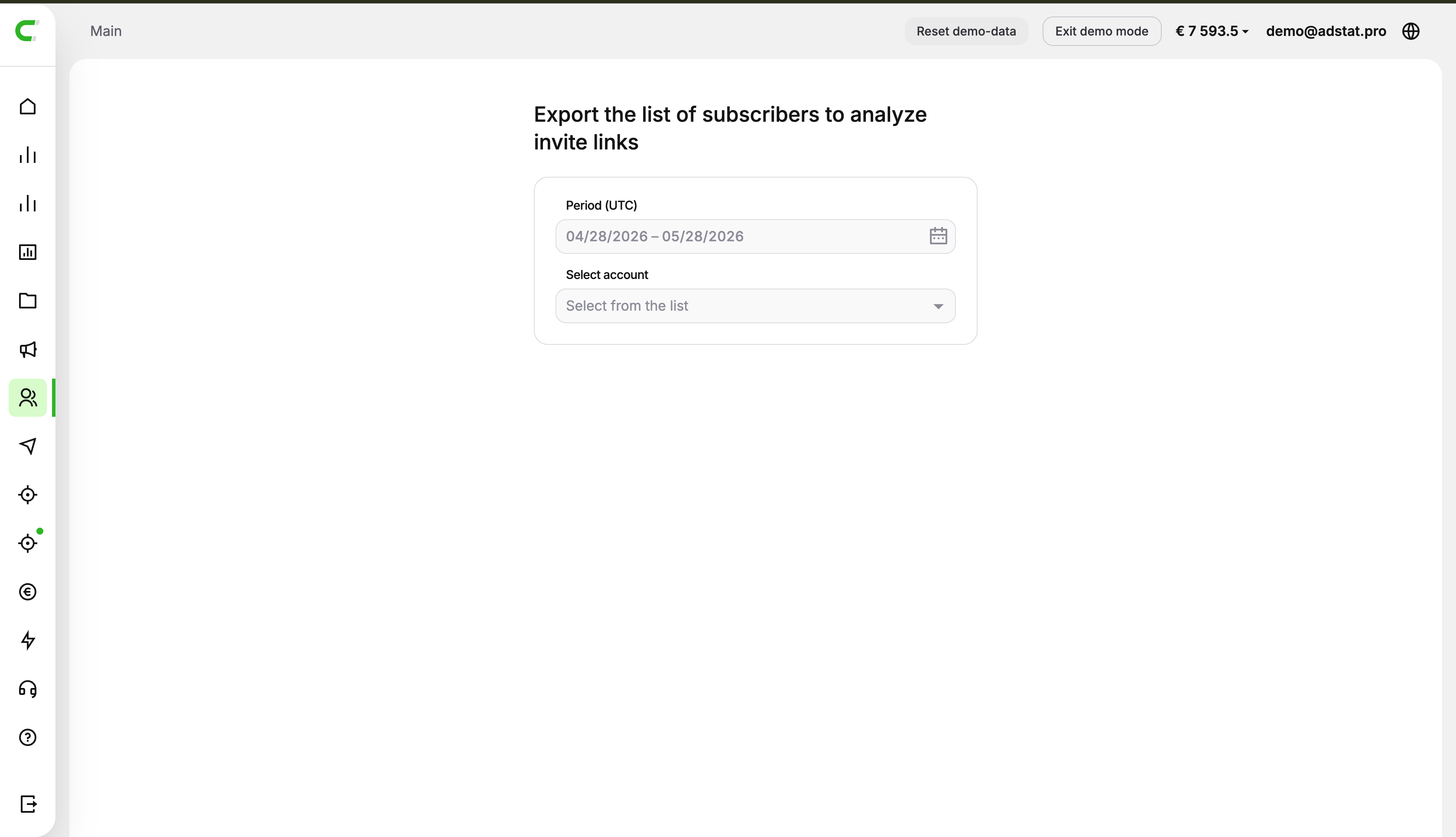 Link analytics section