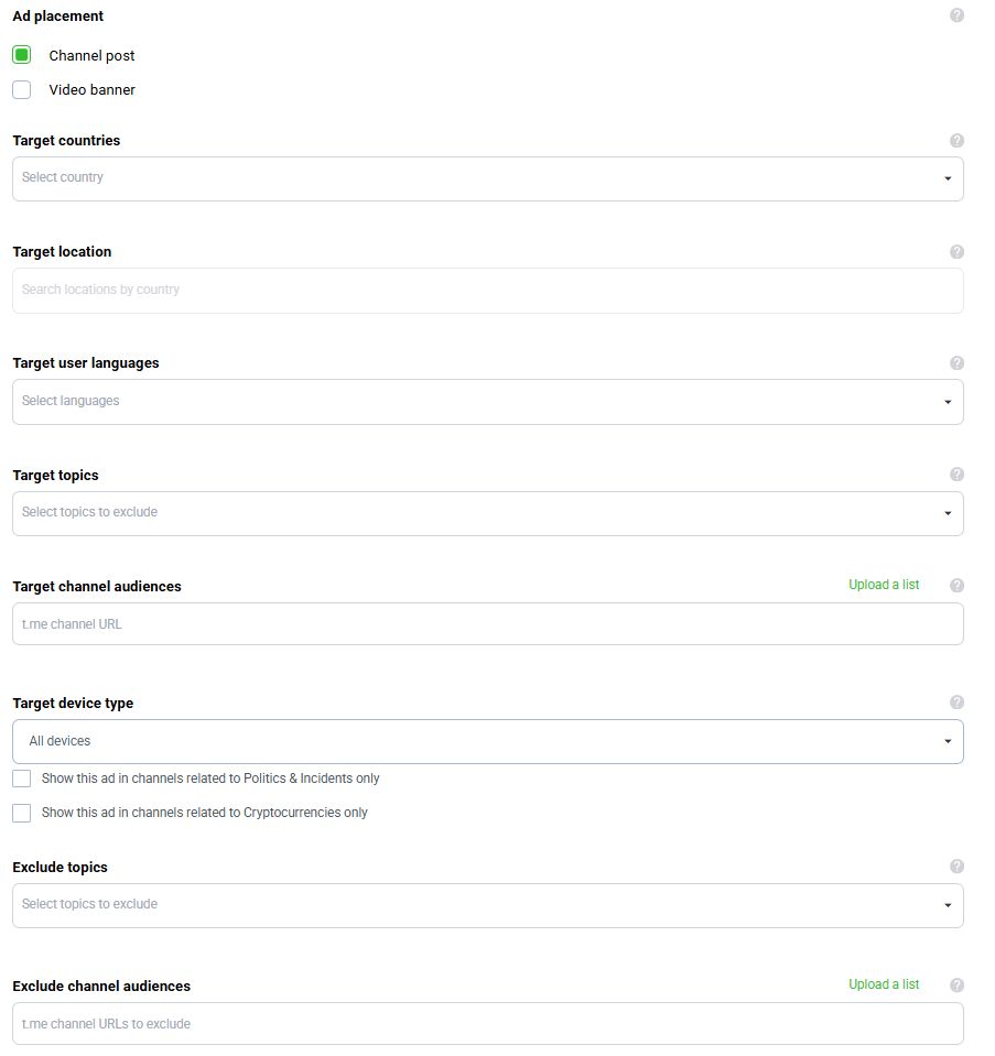 Users targeting