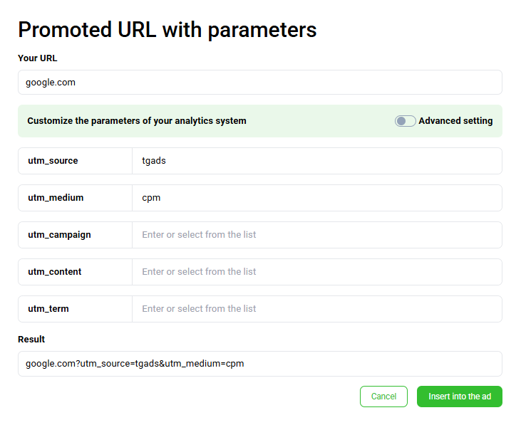UTM tag generator
